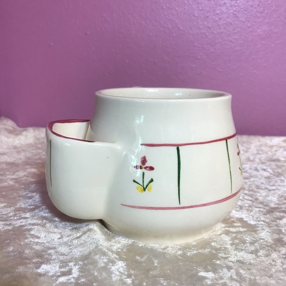 Retro Pottery by Levine Floral Painted Mug w/Tea Bag Holder Kitsch Cottagecore - Picture 2 of 6